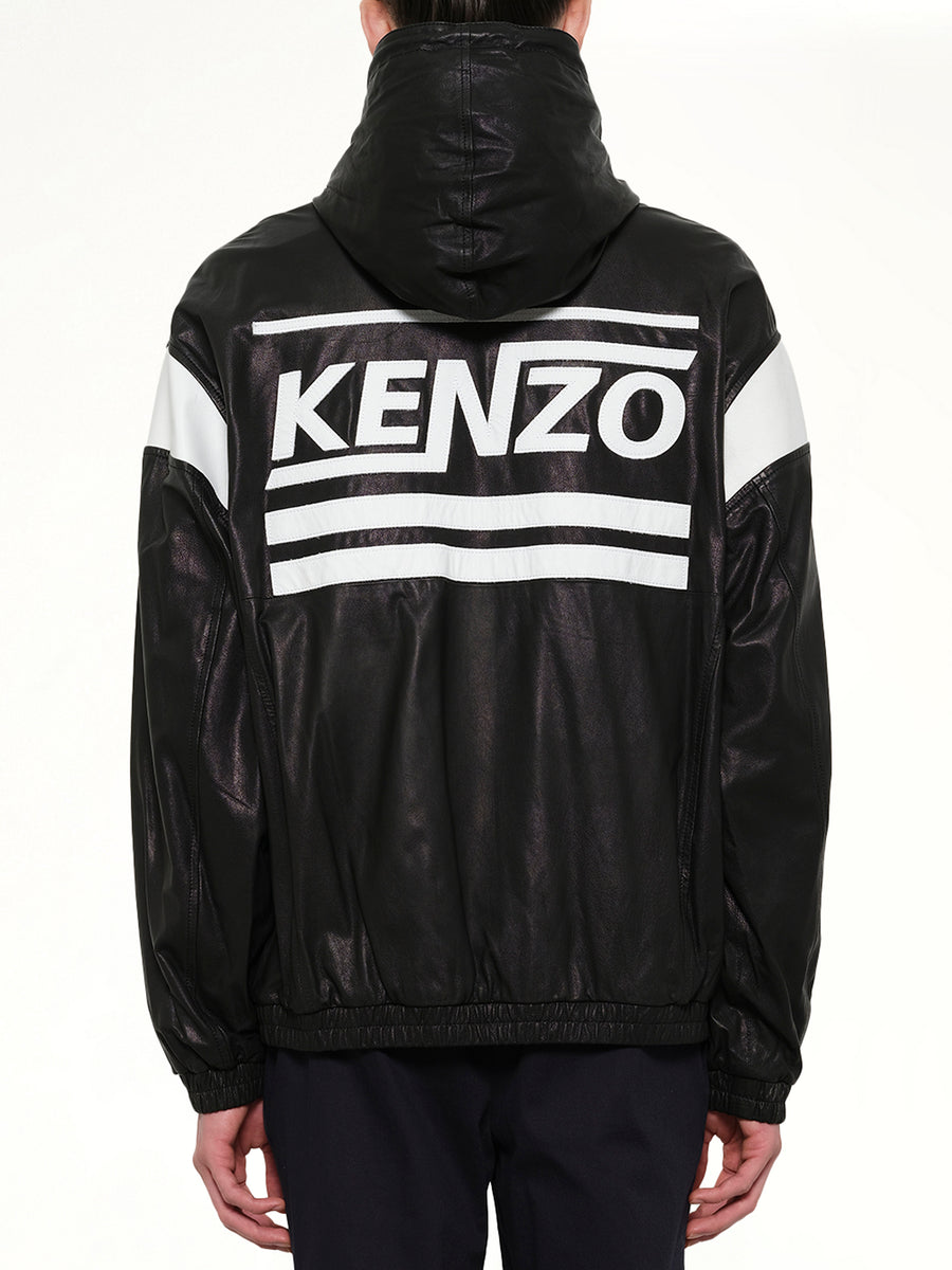 Hyper Logo Leather Jacket in Black