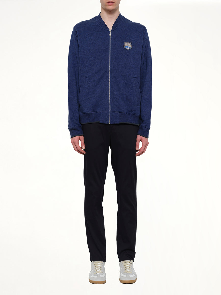 Tiger Zip Cardigan in Navy