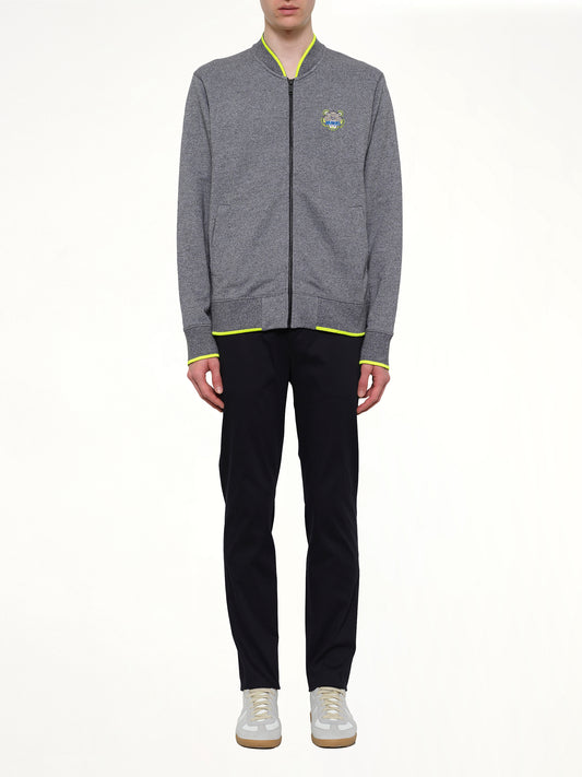 Tiger Zip Cardigan in Grey