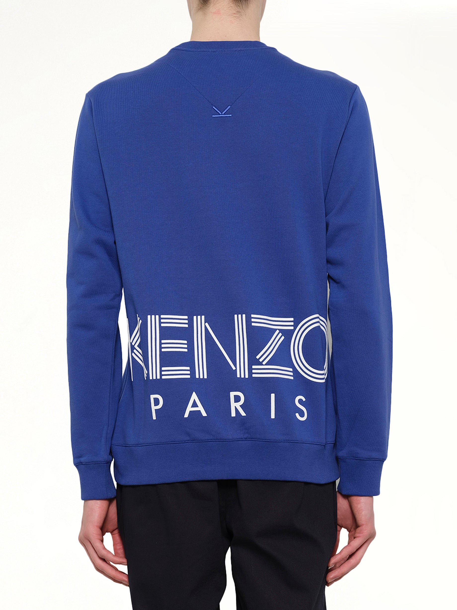 KENZO Logo Sweatshirt in Blue Side View from MARAIS