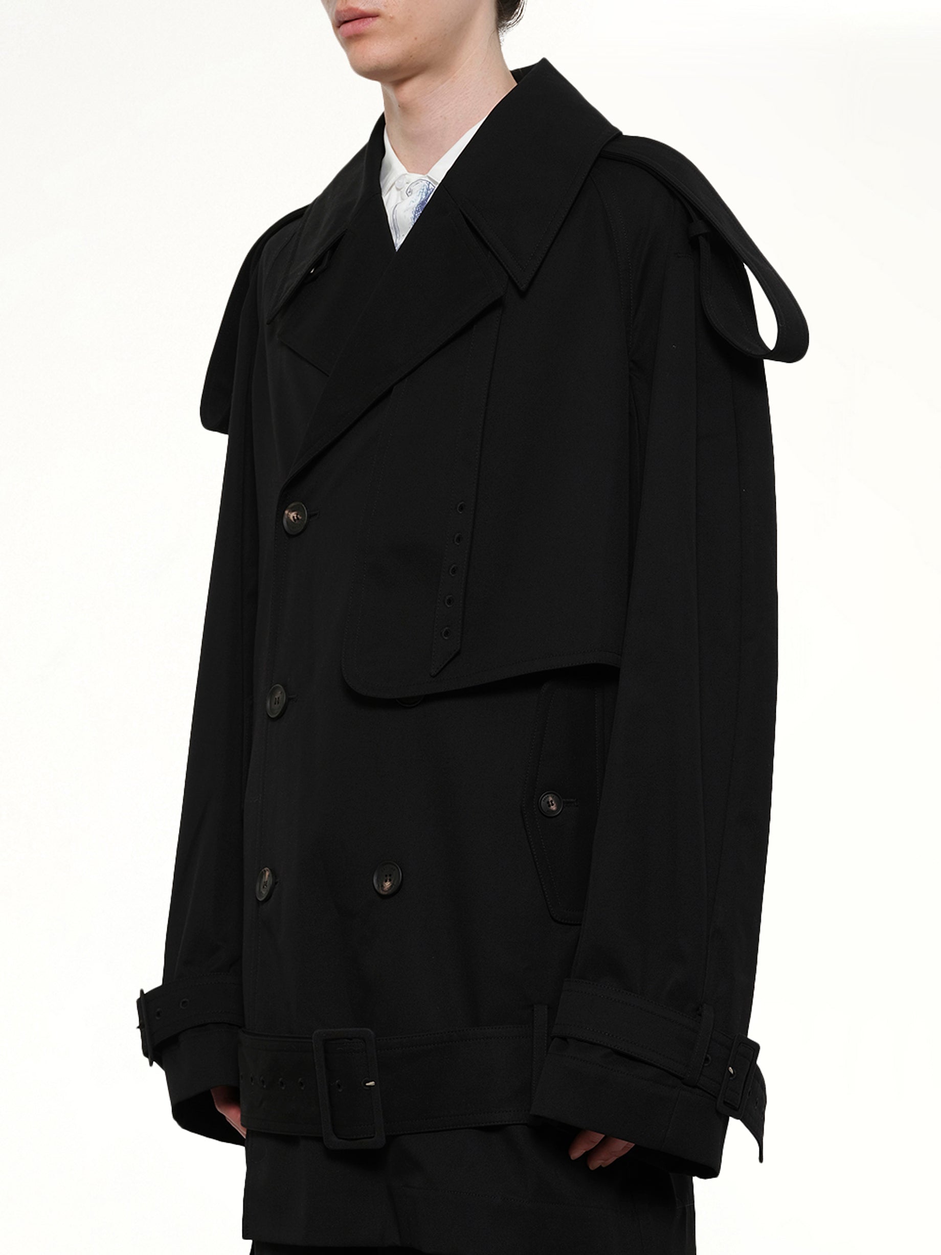 EGONLAB Unlined Technical Trench Coat in Bogart Side View from MARAIS