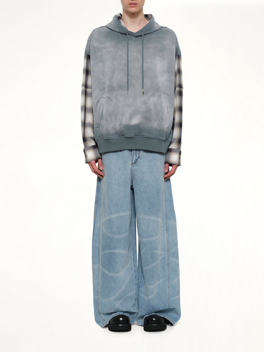 2 in 1 Check Hoodie in Grey