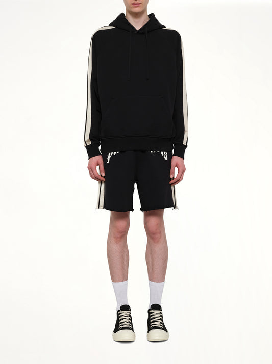 Back Curved Logo Track Hoodie in Black/Off White