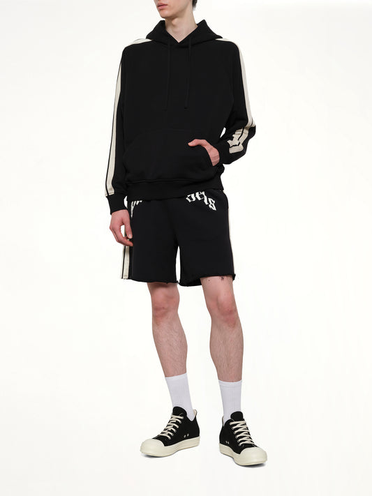 Back Curved Logo Track Hoodie in Black/Off White