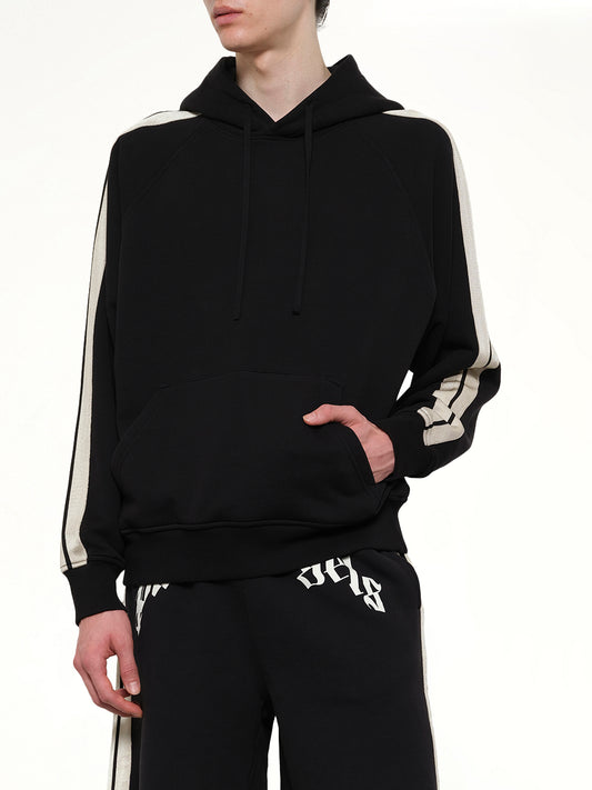 Back Curved Logo Track Hoodie in Black/Off White