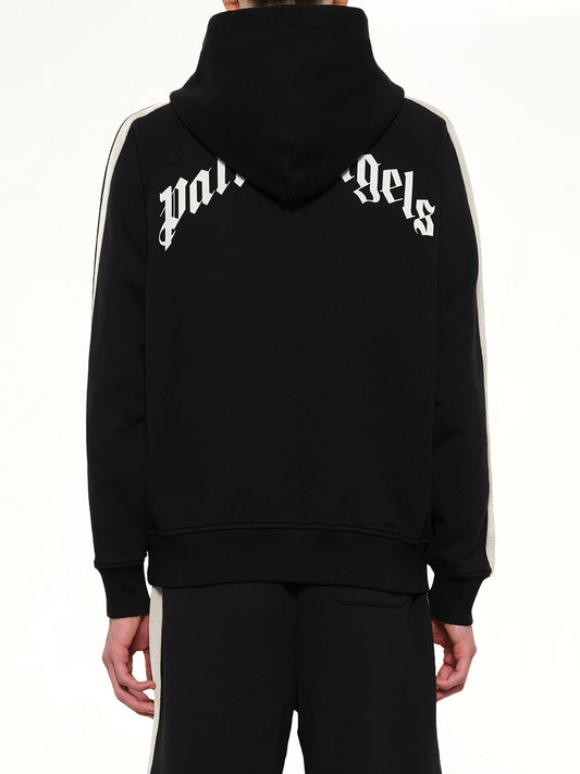 Back Curved Logo Track Hoodie in Black/Off White
