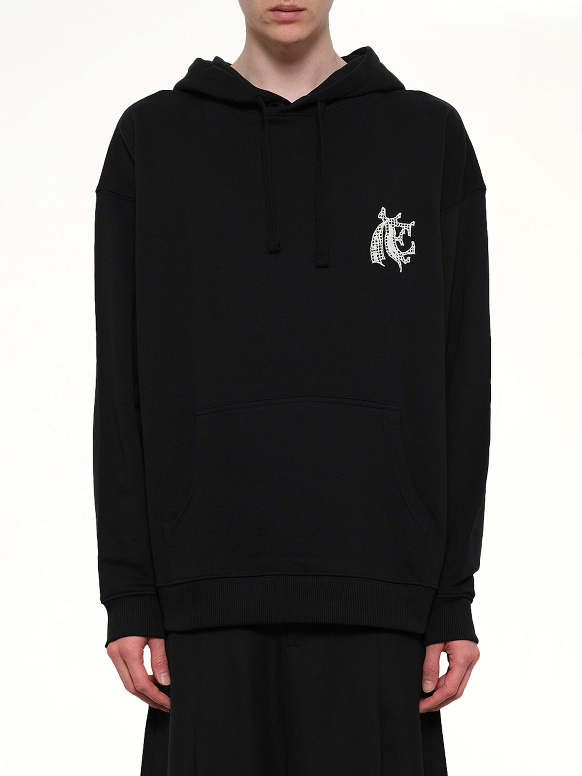 Hermine Print Cotton Hoodie in Black