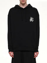 Hermine Print Cotton Hoodie in Black