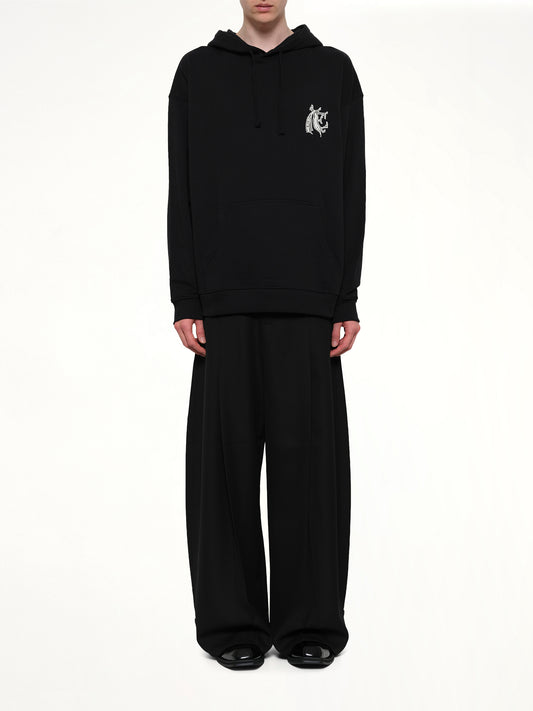 Hermine Print Cotton Hoodie in Black