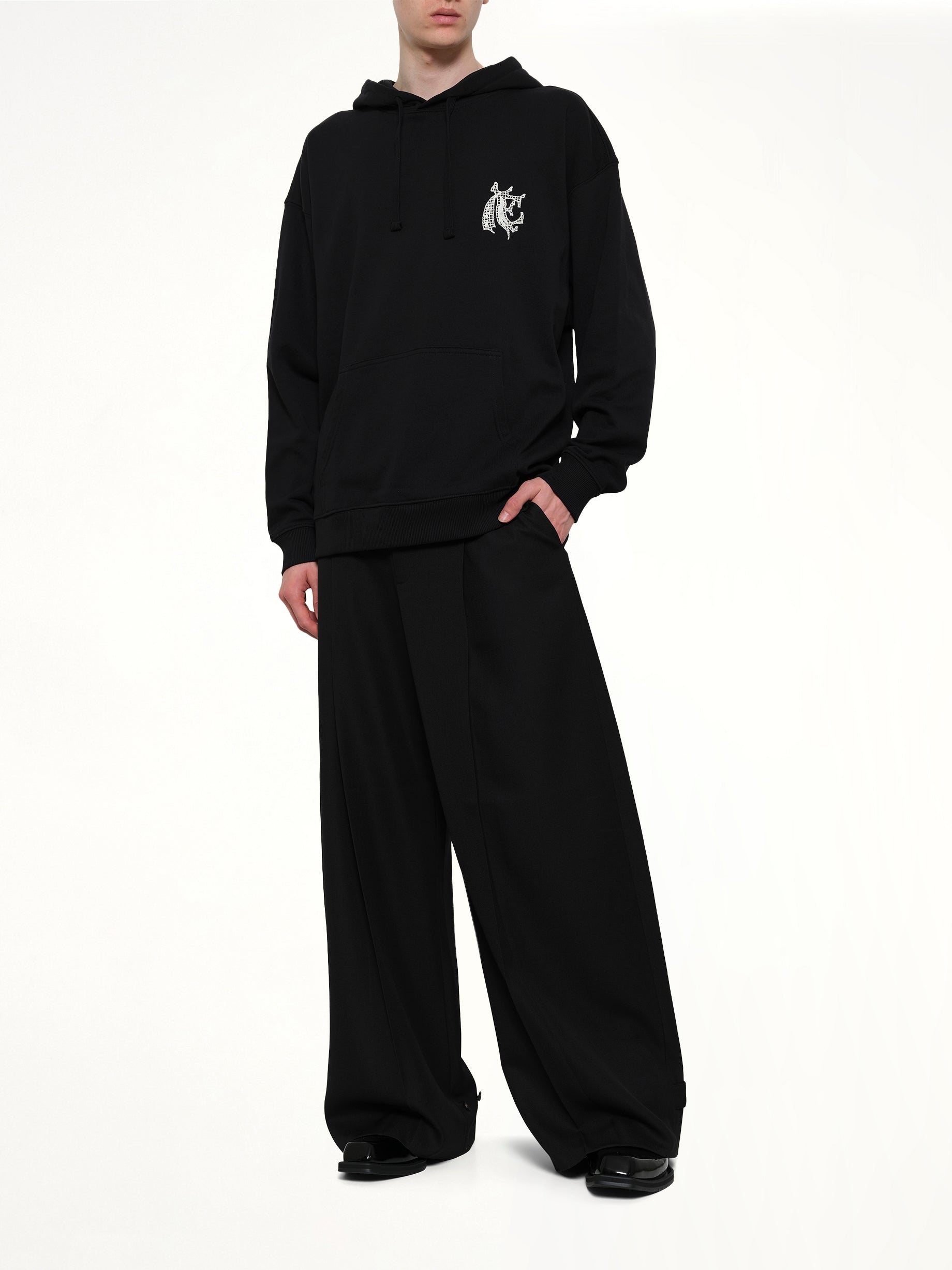 Hermine Print Cotton Hoodie in Black