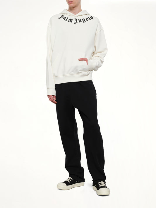 Neck Logo Regular Hoodie in Off White/Black