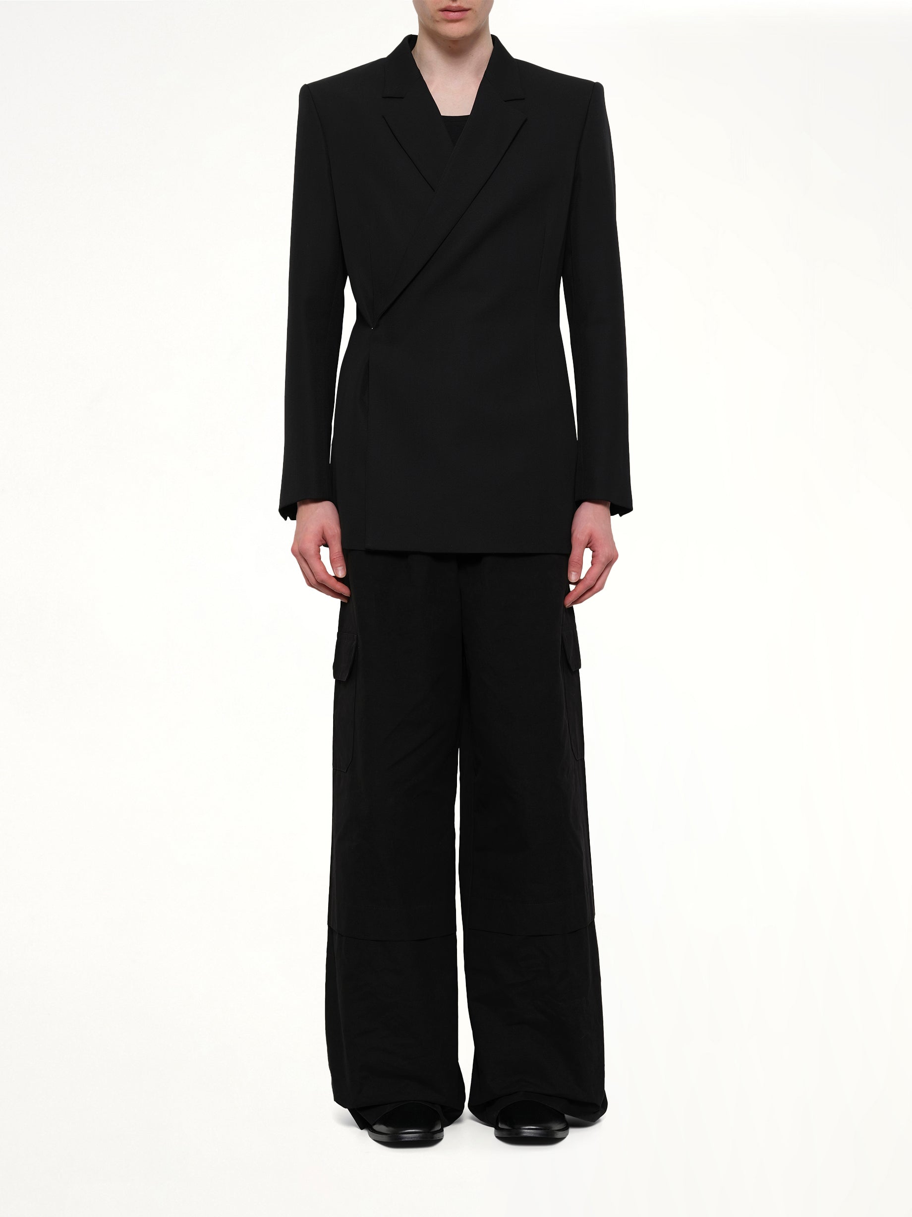 EGONLAB Egonic Double Breasted Jacket in Black Model View from MARAIS