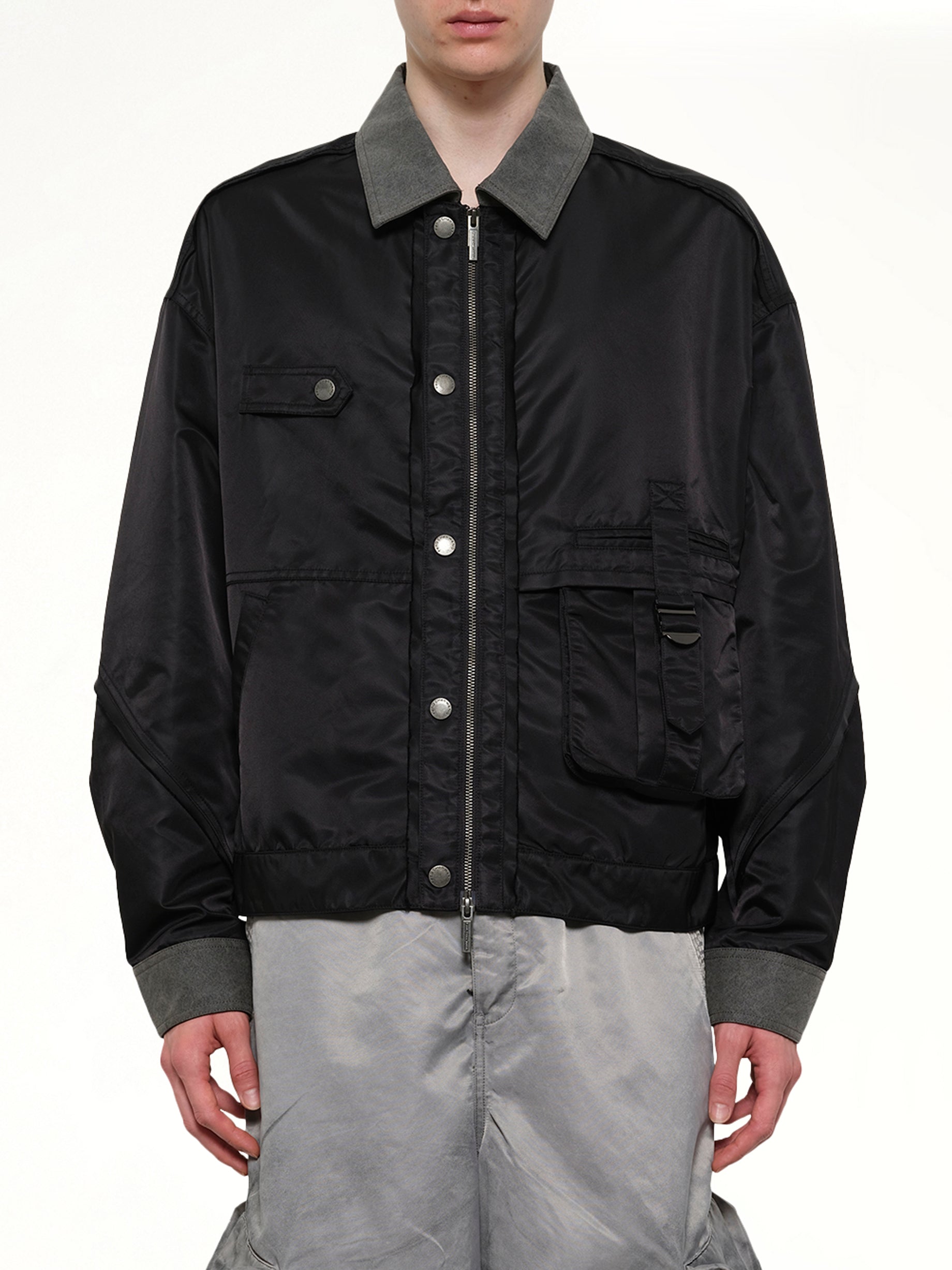 Deconstructed  Nylon Jacket in Black
