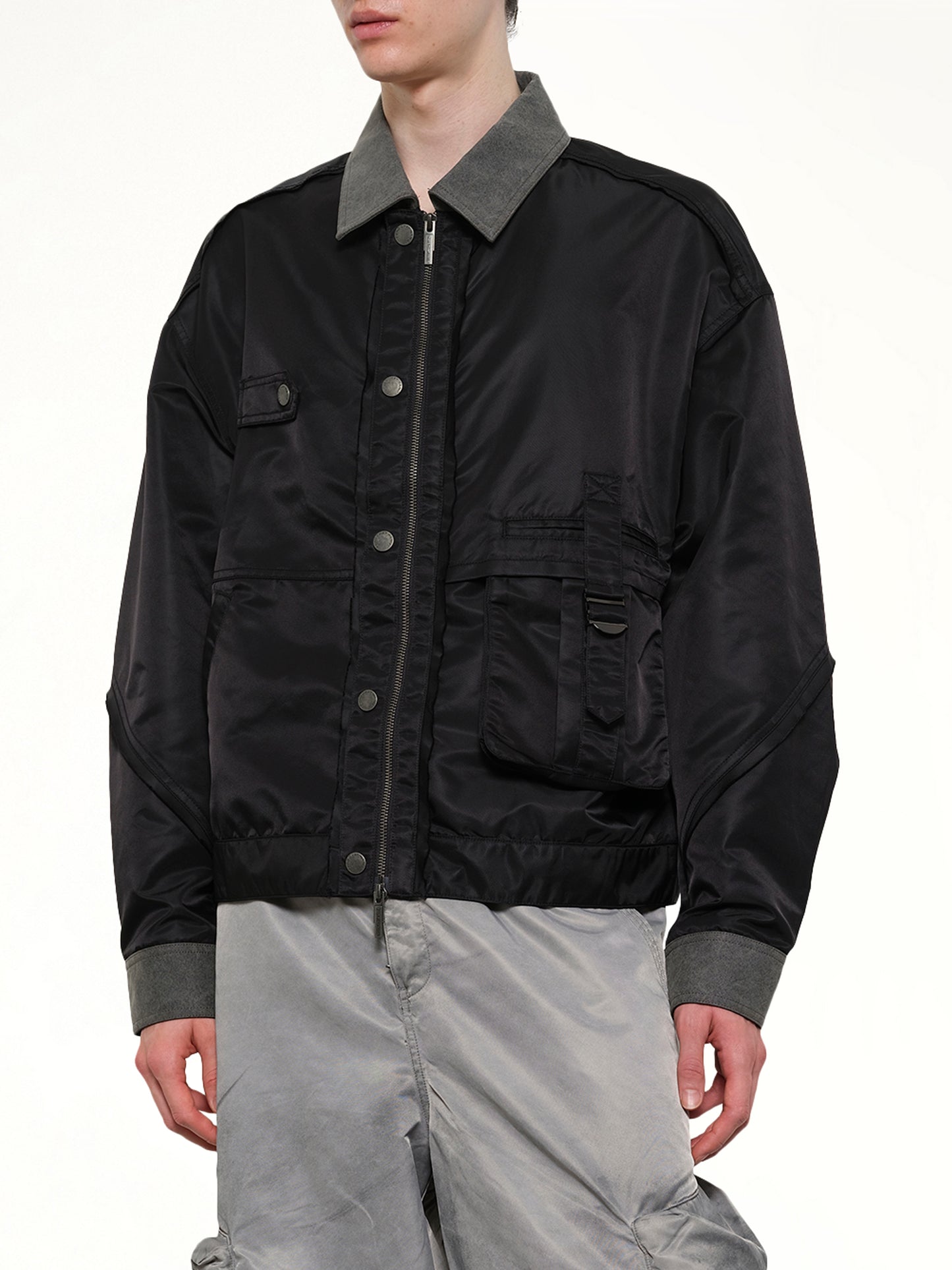 Deconstructed  Nylon Jacket in Black