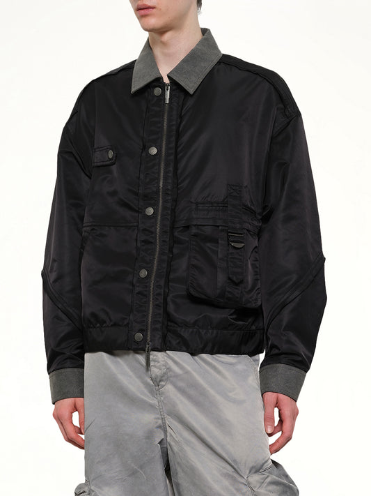 Deconstructed  Nylon Jacket in Black
