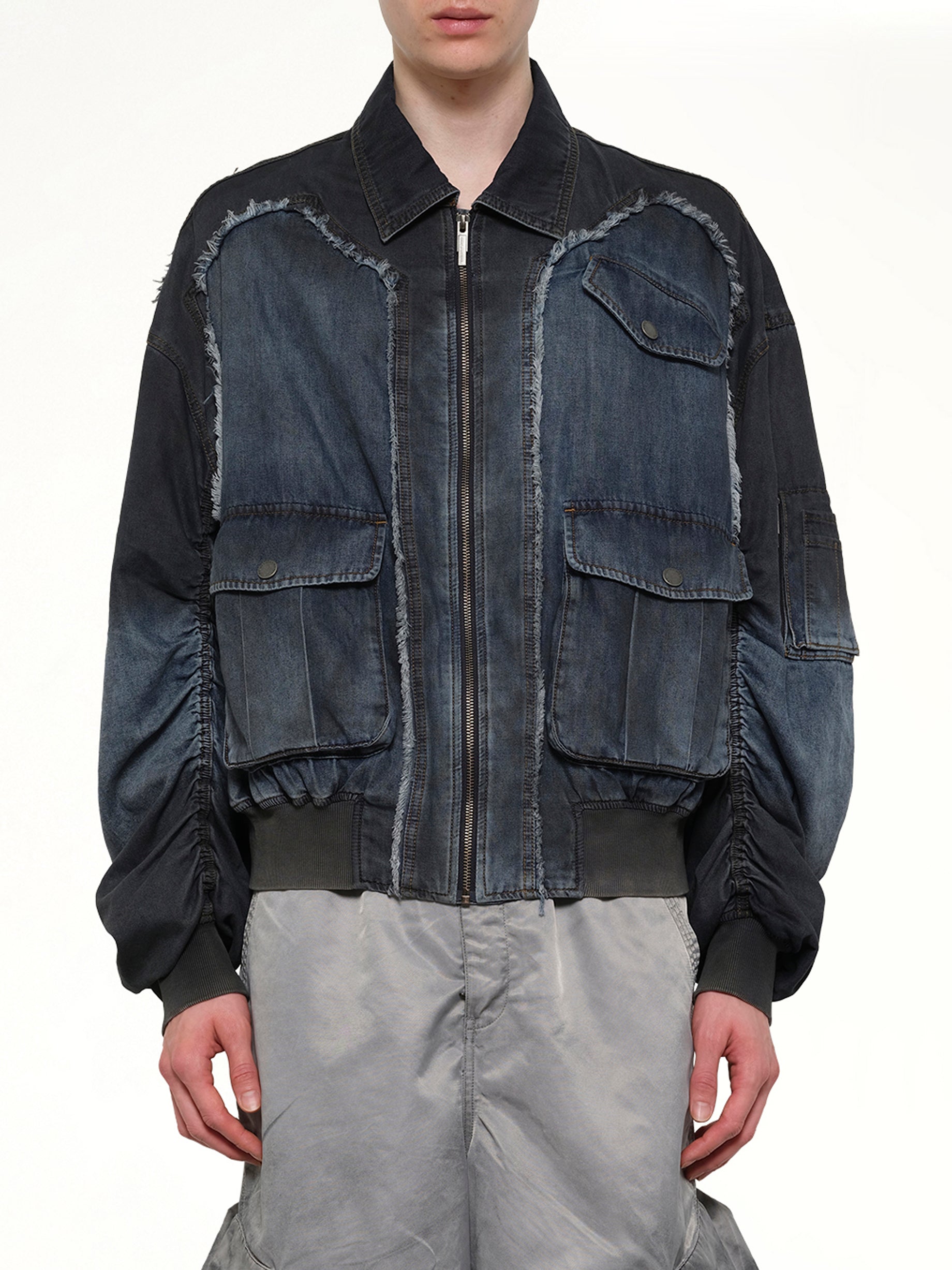 Indigo Gradient Denim Jacket in Blue/Black