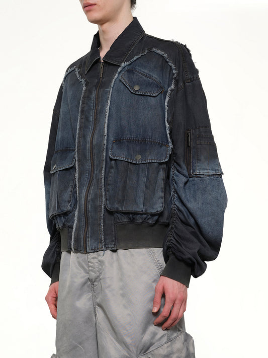 Indigo Gradient Denim Jacket in Blue/Black