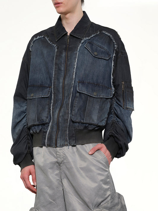 Indigo Gradient Denim Jacket in Blue/Black