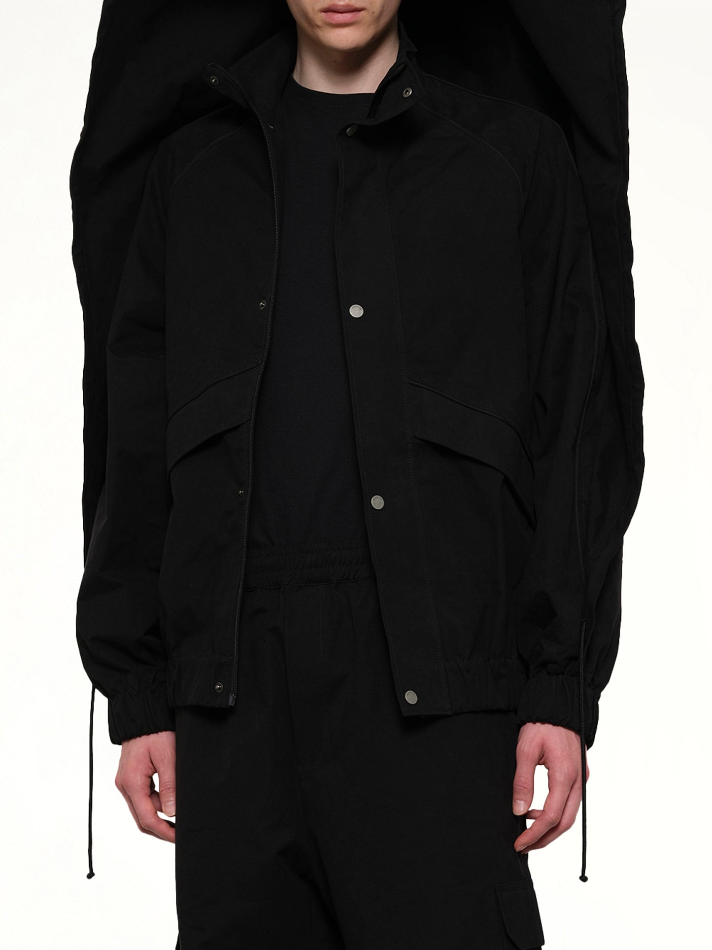 Back Fold Track Jacket in Black
