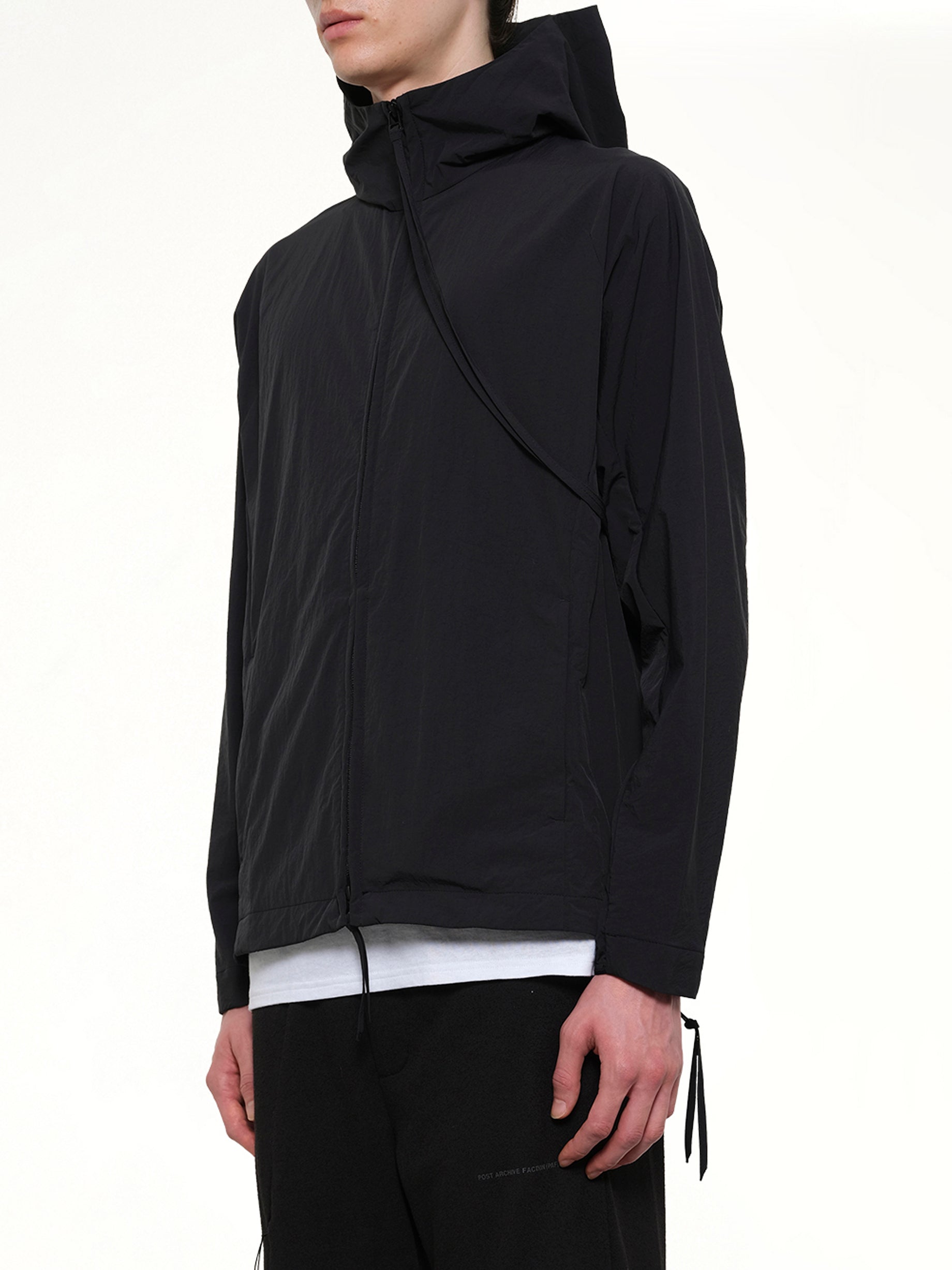 POST ARCHIVE FACTION , Opening Jacket (2026) in Black Side View from MARAIS
