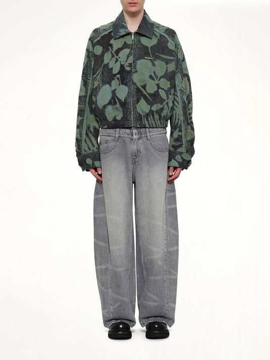 Plants Dye Cropped Jacket in Indigo Green