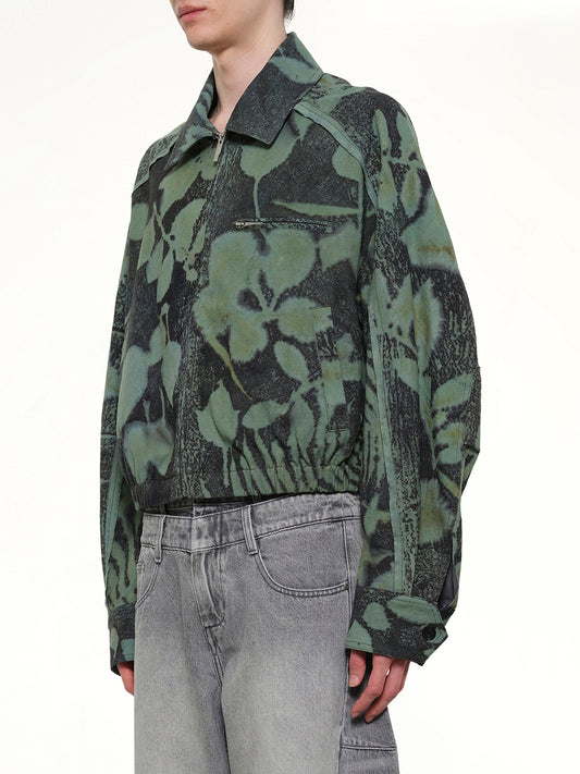 Plants Dye Cropped Jacket in Indigo Green