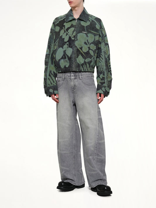 Plants Dye Cropped Jacket in Indigo Green