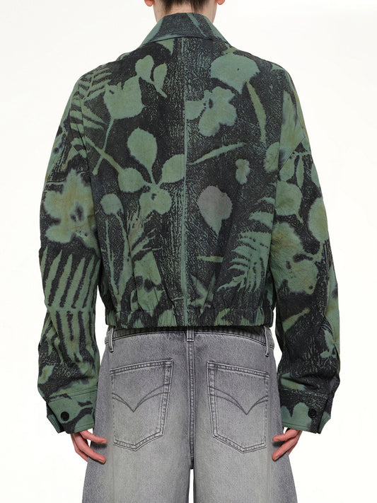 Plants Dye Cropped Jacket in Indigo Green