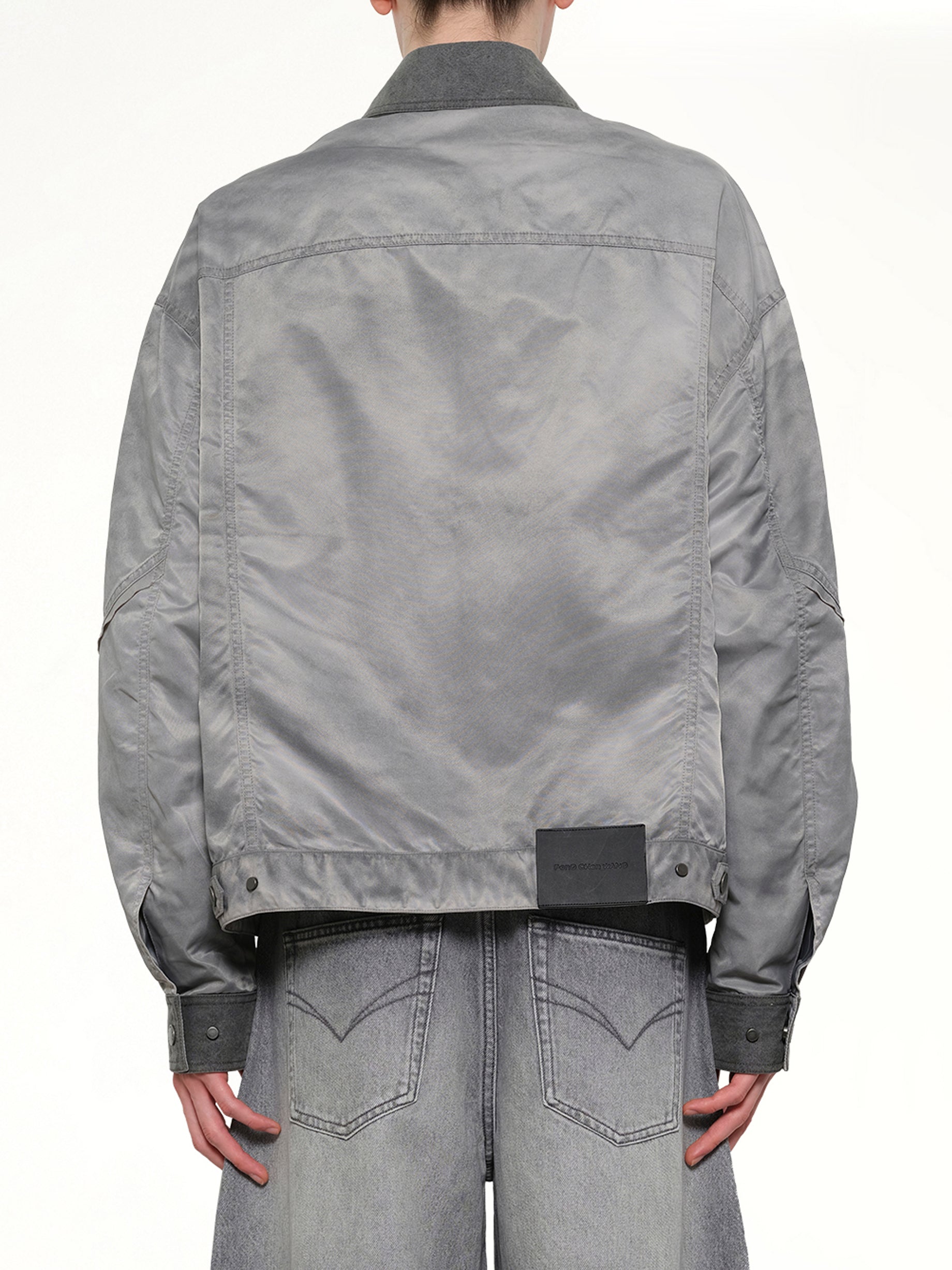 FENG CHEN WANG Sandwashed Nylon Jacket in Grey Back View from MARAIS