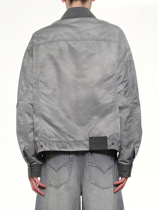 Sandwashed Nylon Jacket in Grey