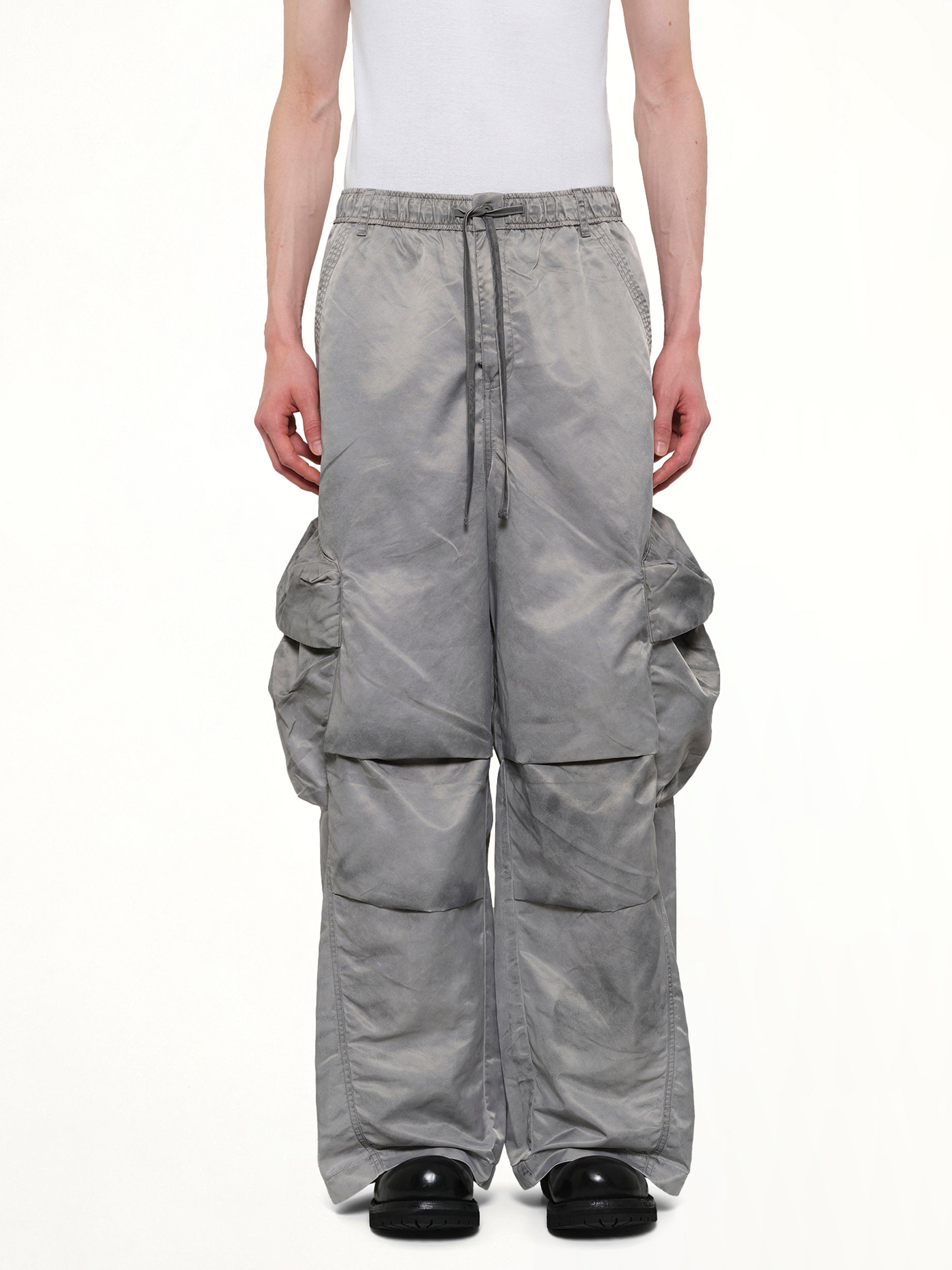 Sandwashed Nylon Cargos in Grey