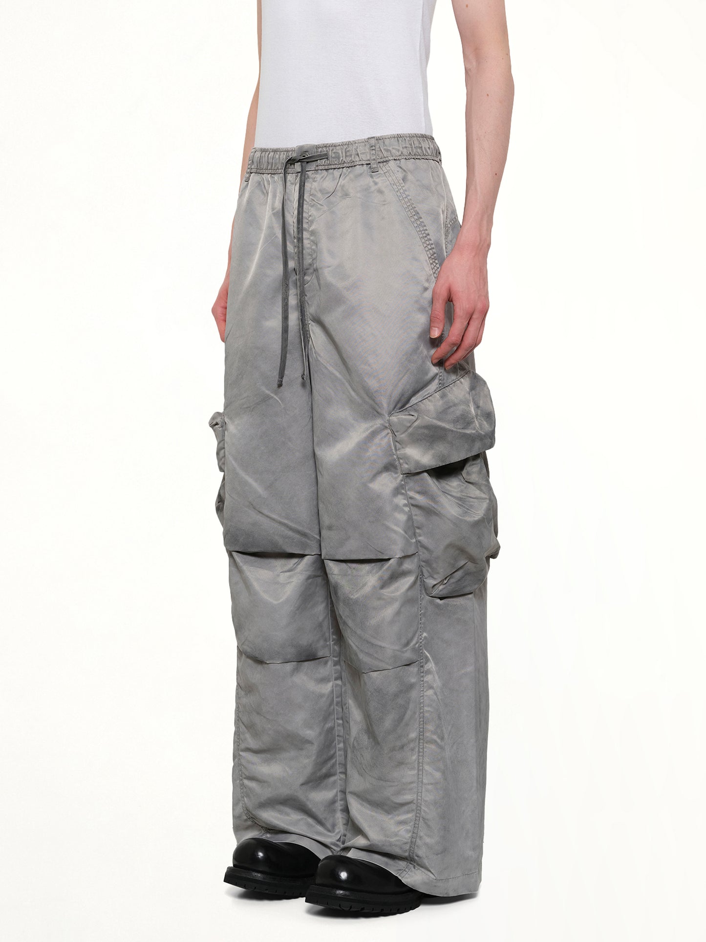 Sandwashed Nylon Cargos in Grey