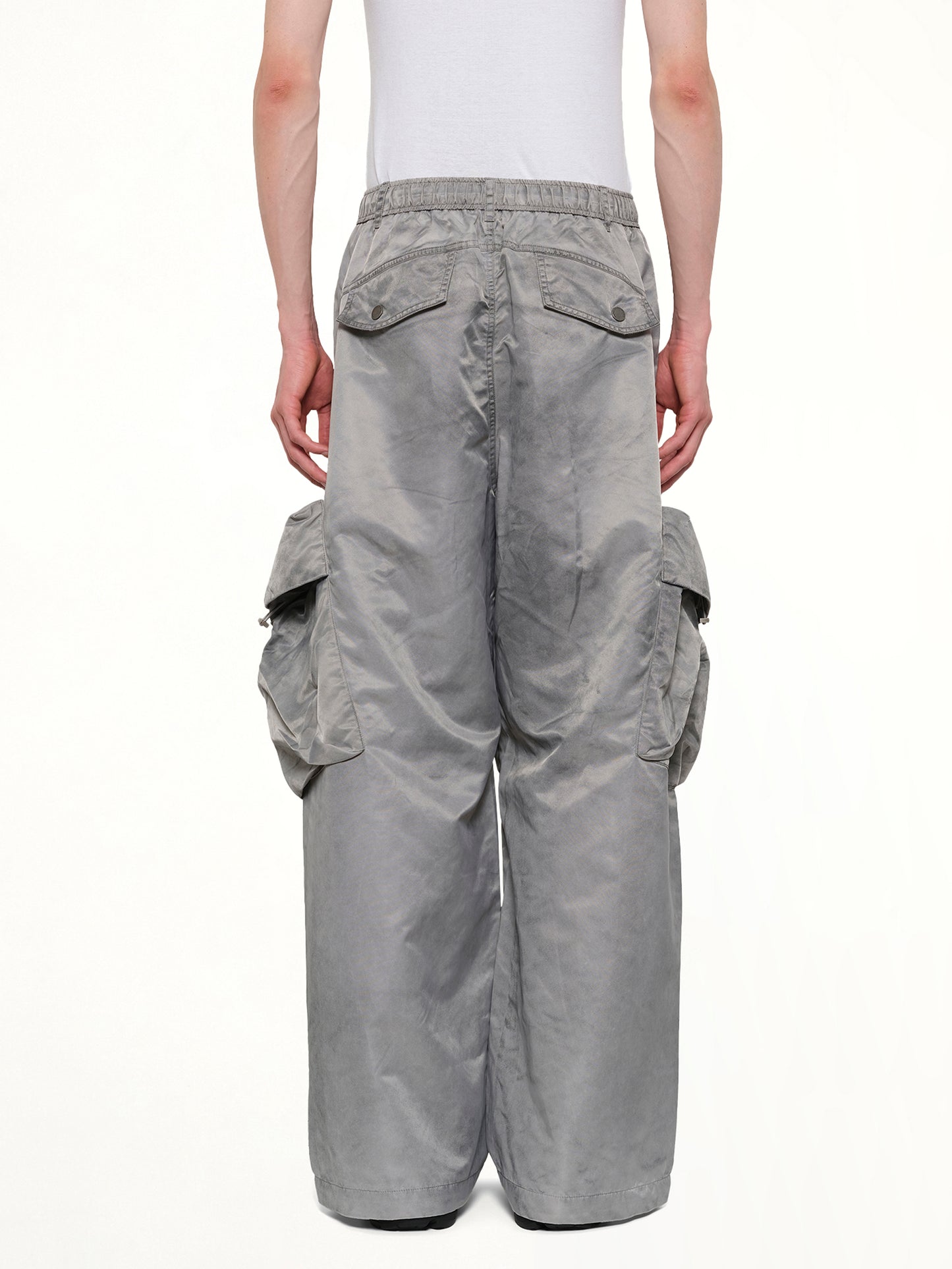 Sandwashed Nylon Cargos in Grey