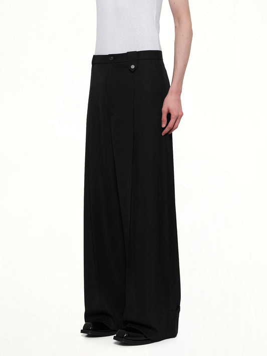 Fluid Tailored Wide Leg Pants in Black