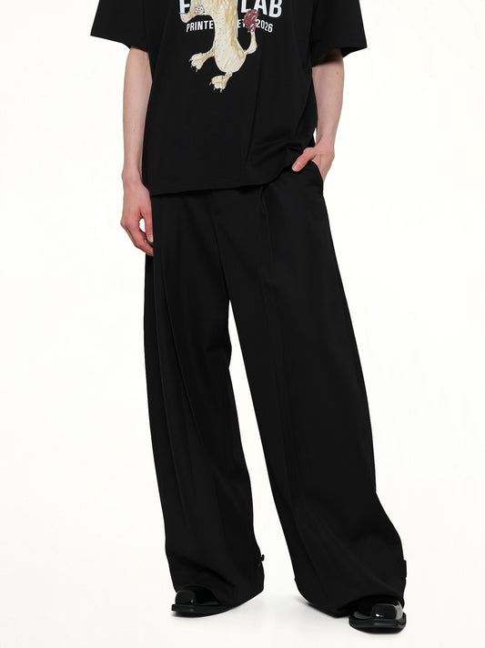 Fluid Tailored Wide Leg Pants in Black