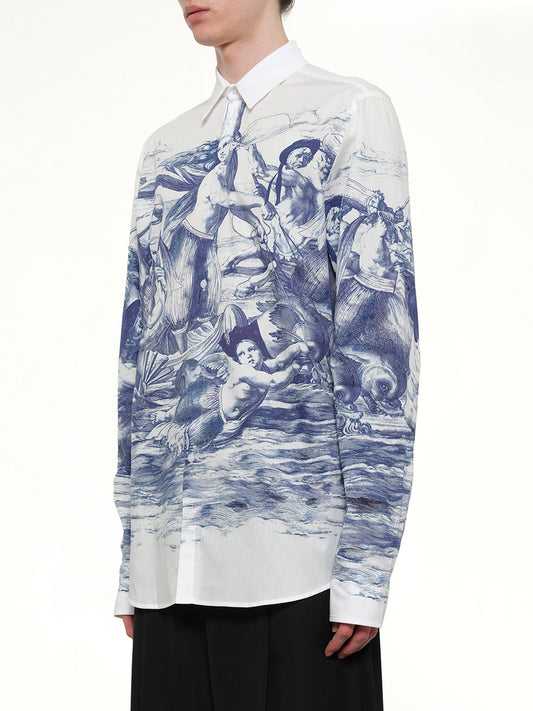 Breizh print Long Sleeve Shirt in Blue