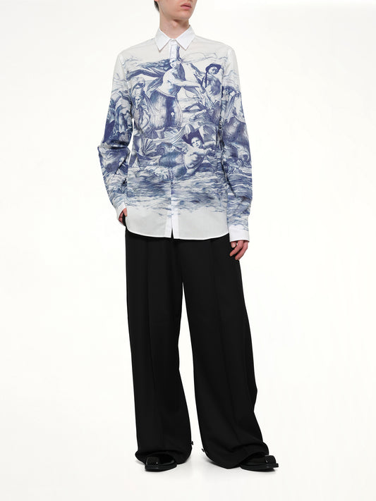 Breizh print Long Sleeve Shirt in Blue