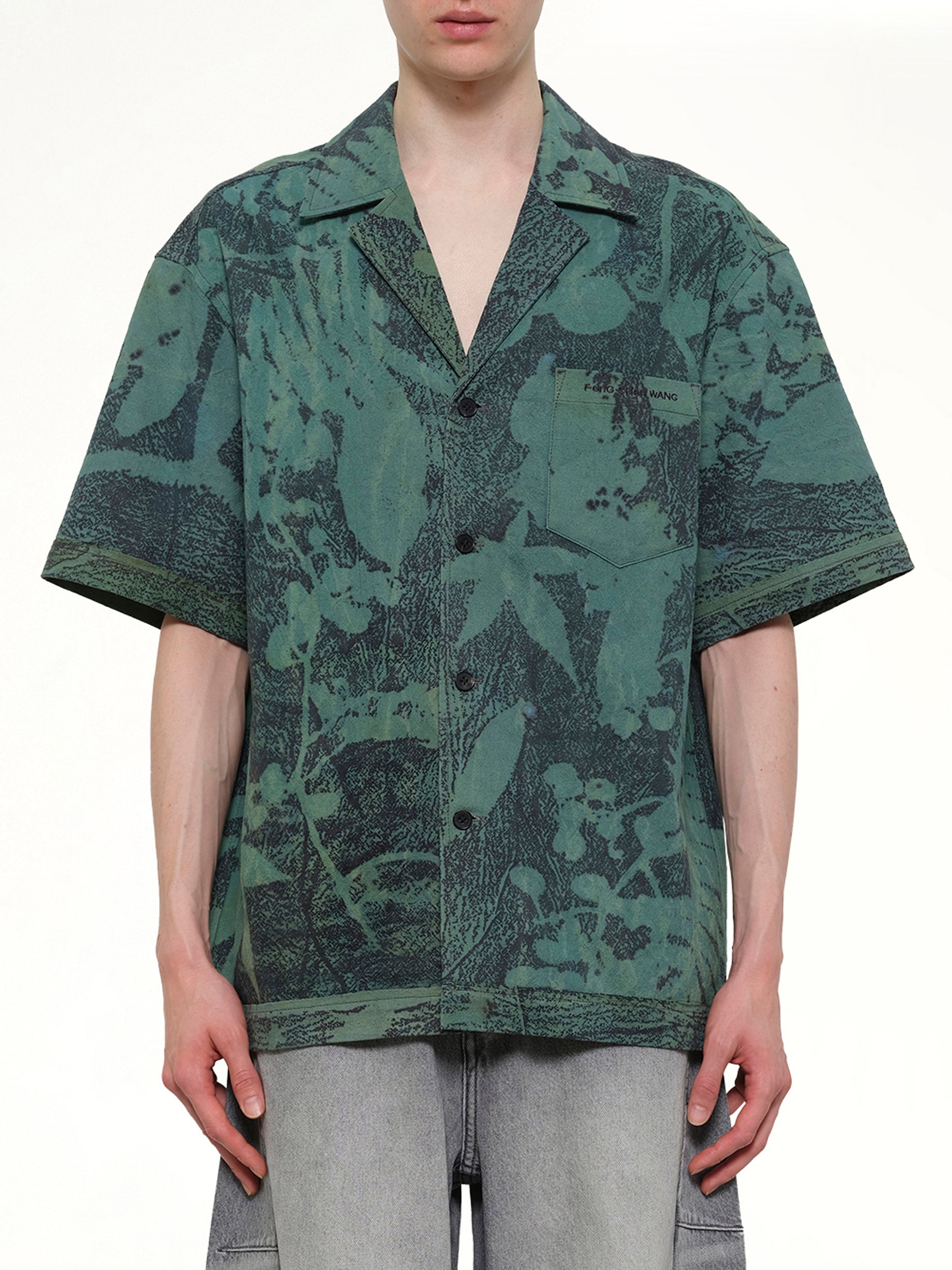 Plants Dye Shirt in Indigo Green