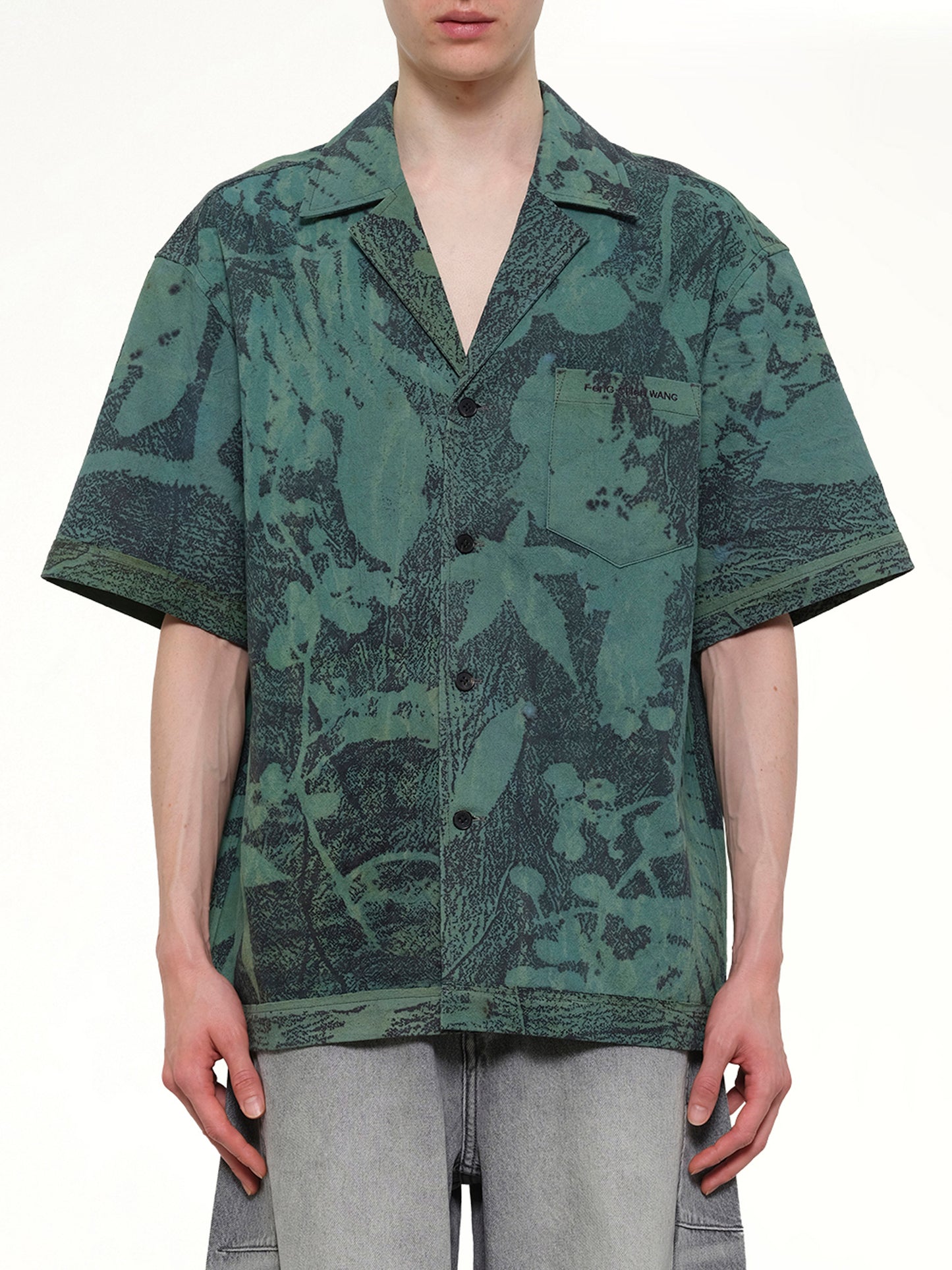 Plants Dye Shirt in Indigo Green