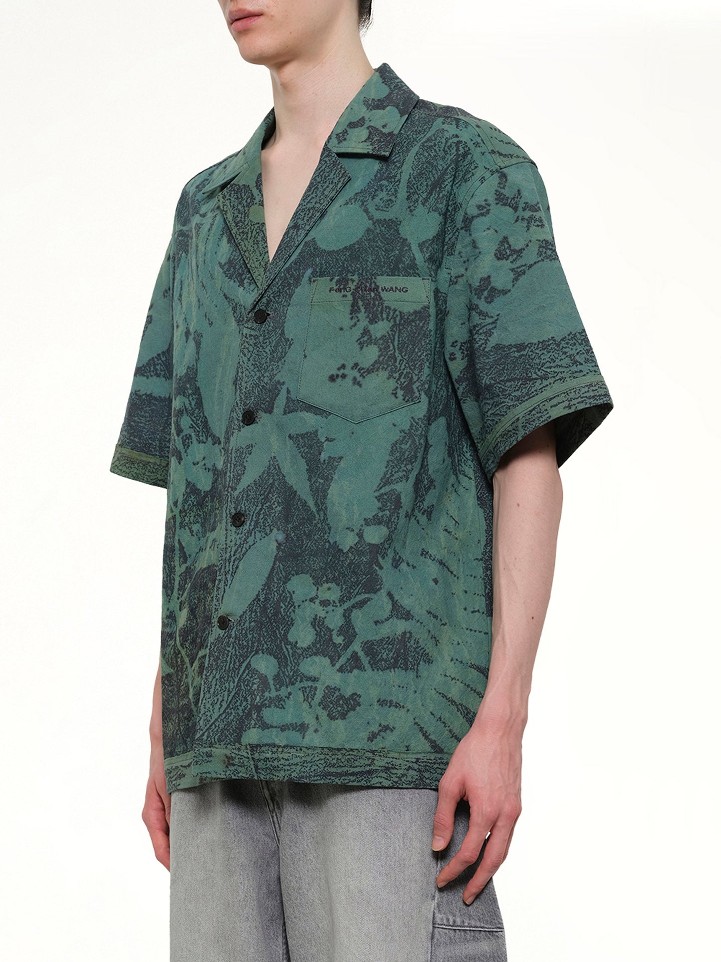 Plants Dye Shirt in Indigo Green