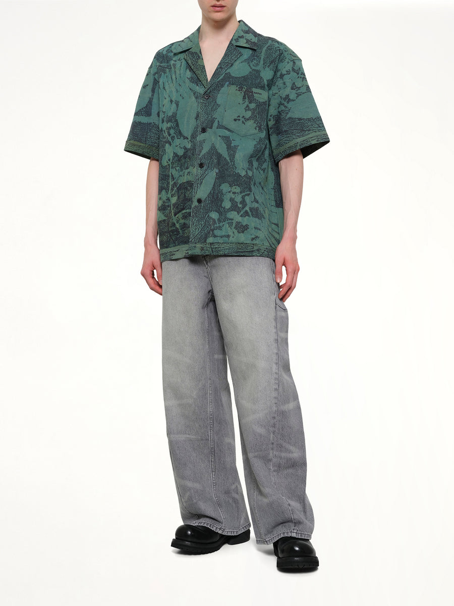 Plants Dye Shirt in Indigo Green