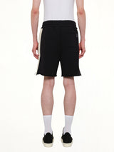 Curved Logo Track Sweatshorts in Black/Off White