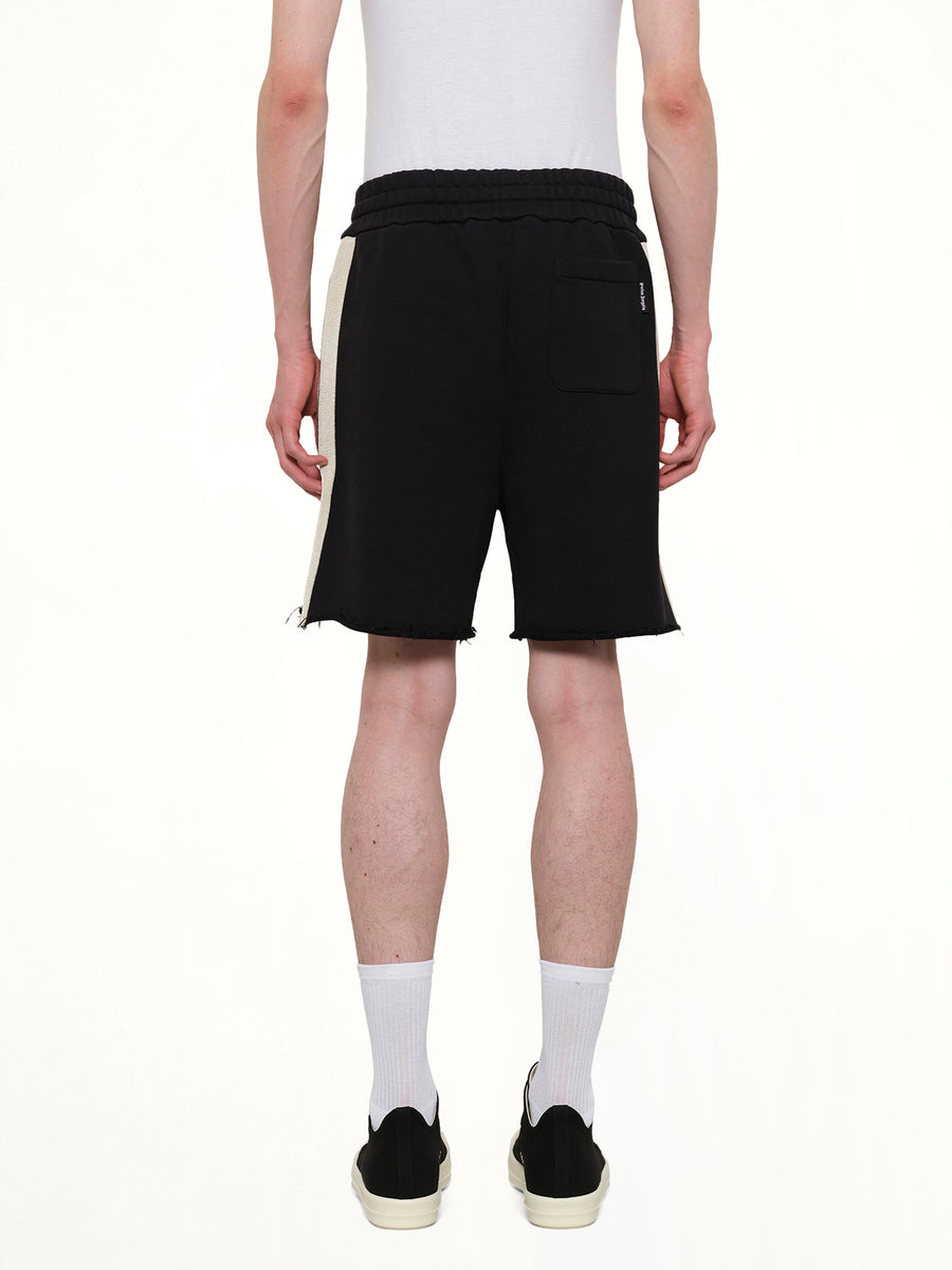 Curved Logo Track Sweatshorts in Black/Off White