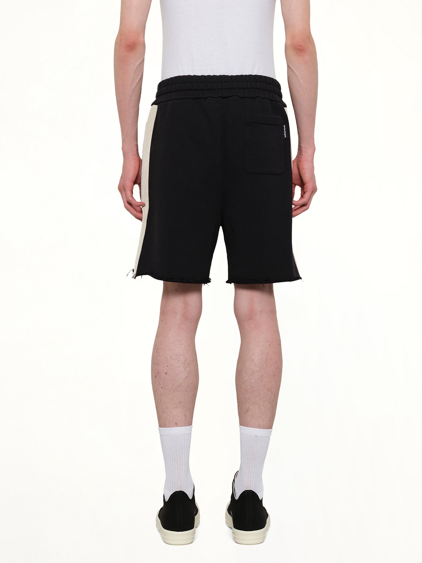 Curved Logo Track Sweatshorts in Black/Off White