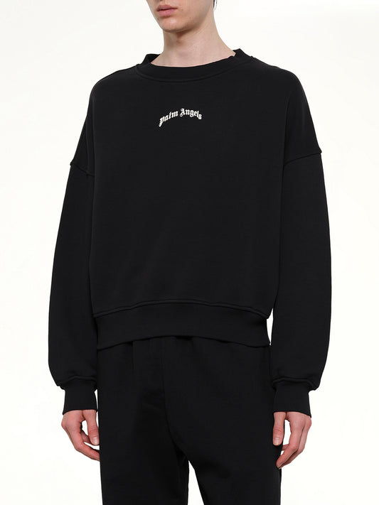 Back Curved Logo Loose Sweatshirt in Black/Off White