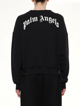 Back Curved Logo Loose Sweatshirt in Black/Off White