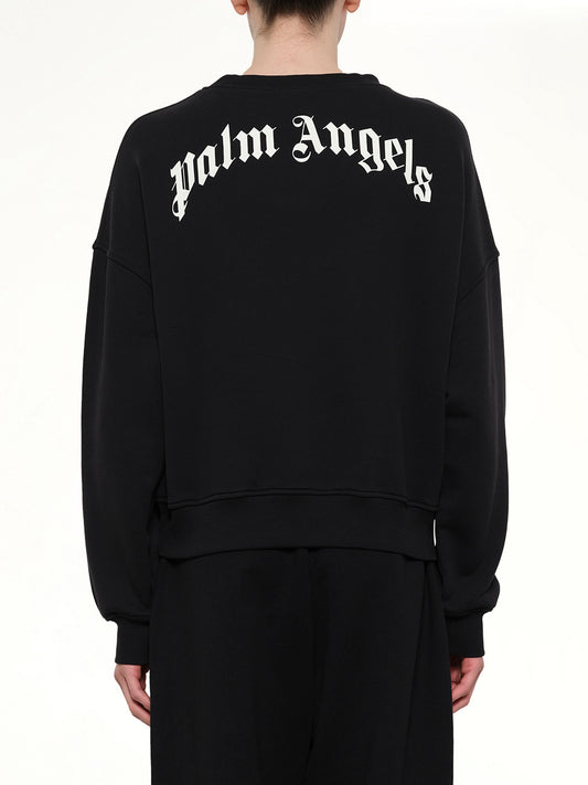Back Curved Logo Loose Sweatshirt in Black/Off White