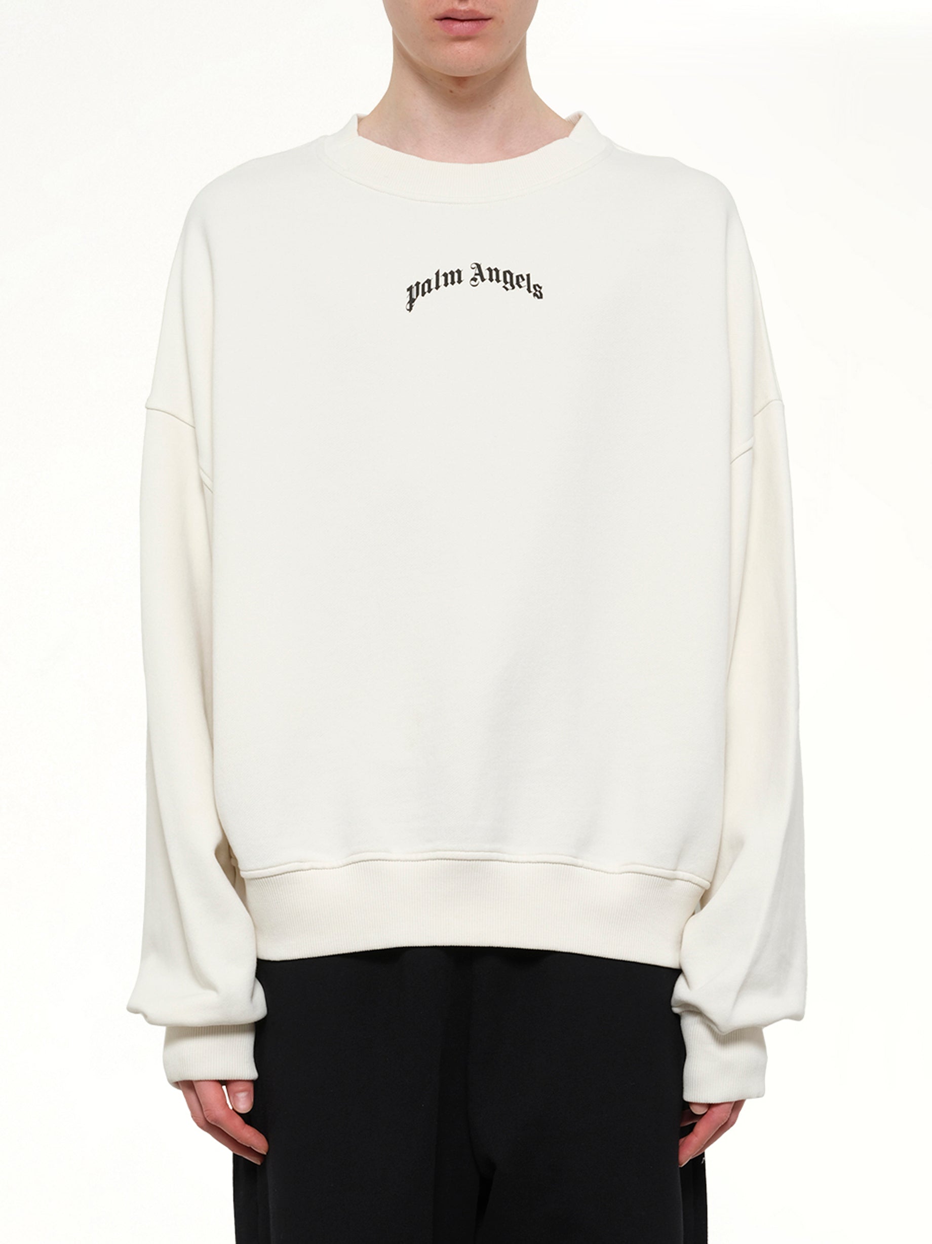 Back Curved Logo Loose Sweatshirt in Off White/Black