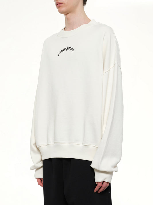 Back Curved Logo Loose Sweatshirt in Off White/Black