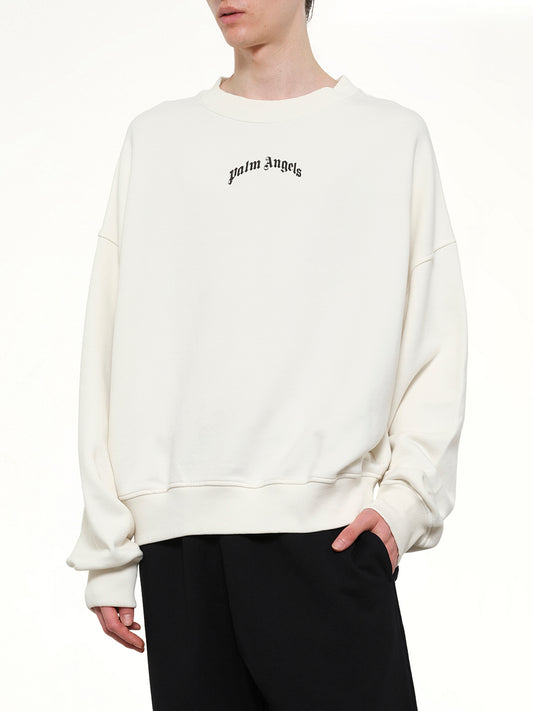 Back Curved Logo Loose Sweatshirt in Off White/Black
